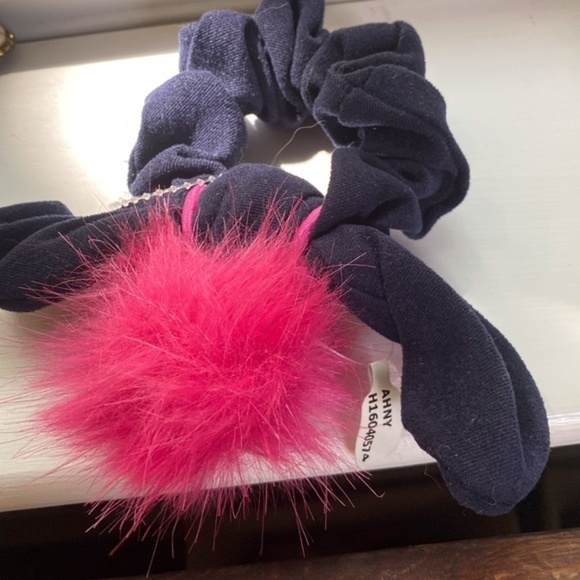 Anthropologie Pink And Blue Puff Ball Scrunchie - Picture 3 of 3